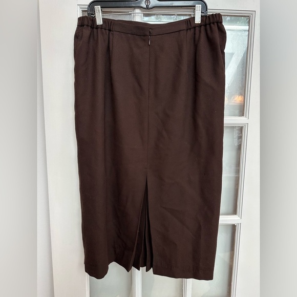 Vintage Gianni 100% Wool Rich Chocolate Brown Midi Skirt Women’s Size 14 - Picture 3 of 10
